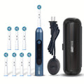Rotating Electric Toothbrush with 8 Replacement Heads ¨C Wireless Induction Charging, 3 Cleaning Modes, IPX7 Waterproof, Oral Care Gift for Family, Friends & Parents ¨C Blue, Purple, Black