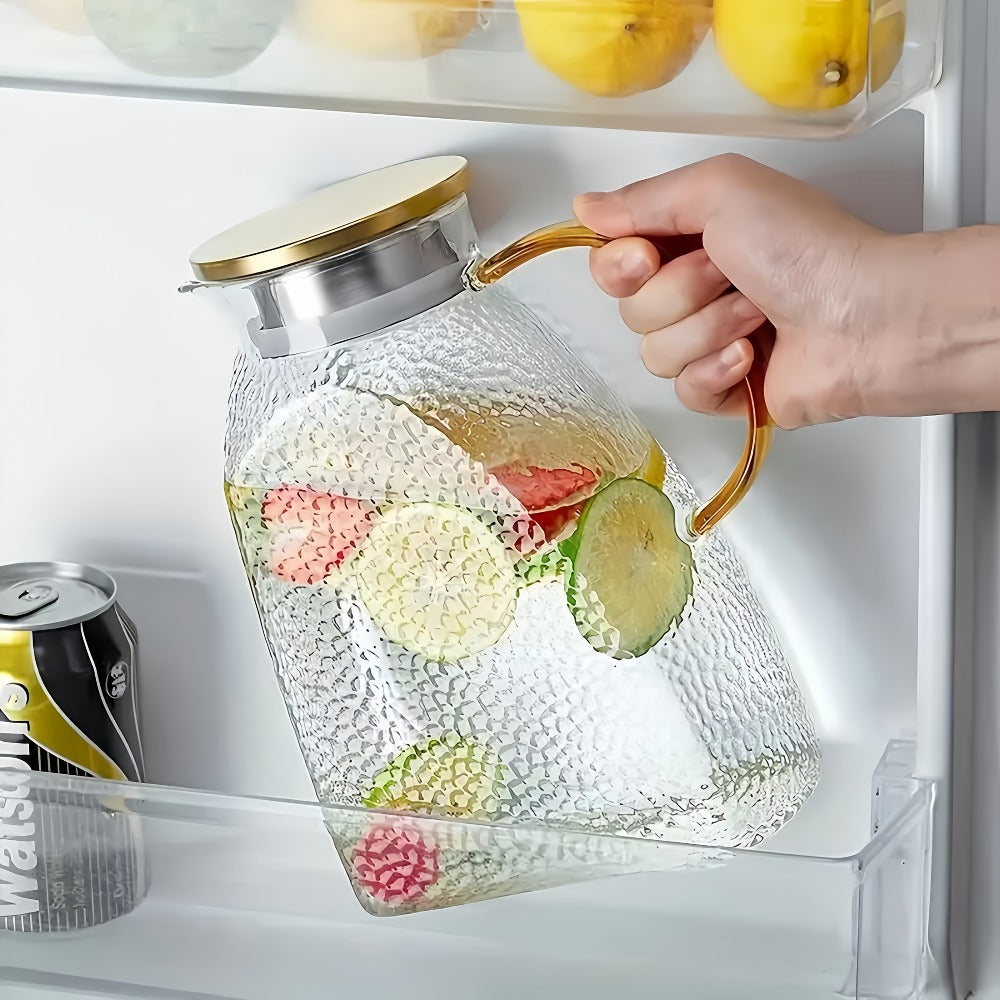 Glass Water Bottle Kettle Set ¨C Heat-Resistant Large Capacity Fridge Door Storage with Cleaning Brush & Long Spoon ¨C Perfect for Iced Tea, Cold Brew Coffee, Juice & Infused Water