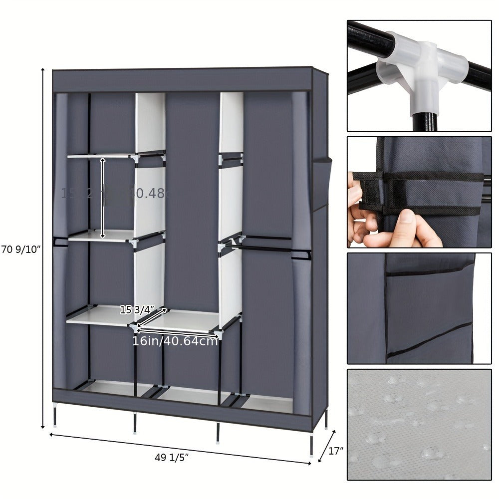 Portable Closet Wardrobe Organizer 71¡± Clothes Rack with Shelves, Freestanding Bedroom Storage Closet System