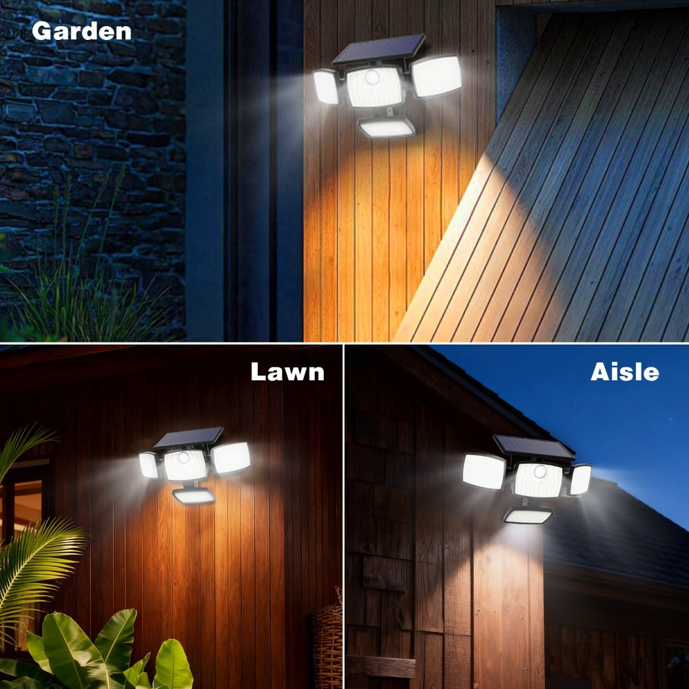 Solar Outdoor Motion Sensor Light 4-Head 3000LM ¨C 270¡ã Wide Angle, 3 Modes, IP65 Waterproof, Remote Control, Solar Flood Light for Garden Backyard Garage Wall Yard, 1/2/4 Pack