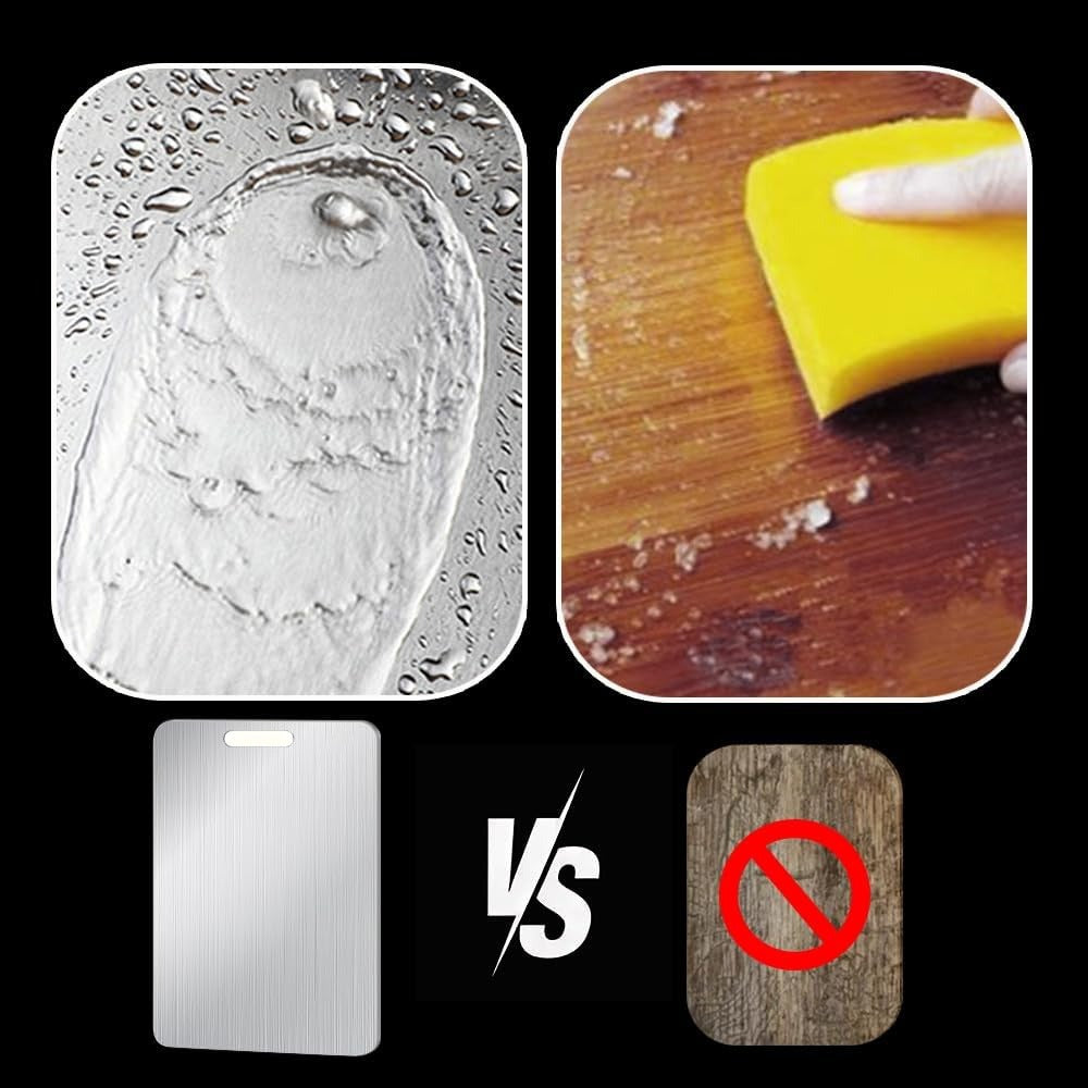 Stainless Steel Cutting Board Dual-Sided 9x13 Inch ¨C Non-Slip Kitchen Chopping Board for Meat Vegetables Fish, Compact Design for RV Small Kitchen Home Chef