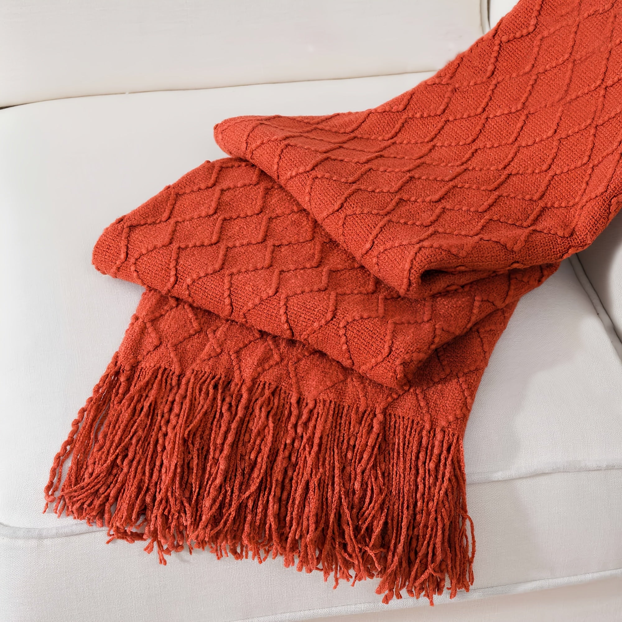 Tassel Throw Blanket ¨C Soft Lightweight Decorative Fringe Throw for Couch, Chair, Bed & Sofa, 50¡±¡Á60¡±, 6 Colors, Boho Home Decor