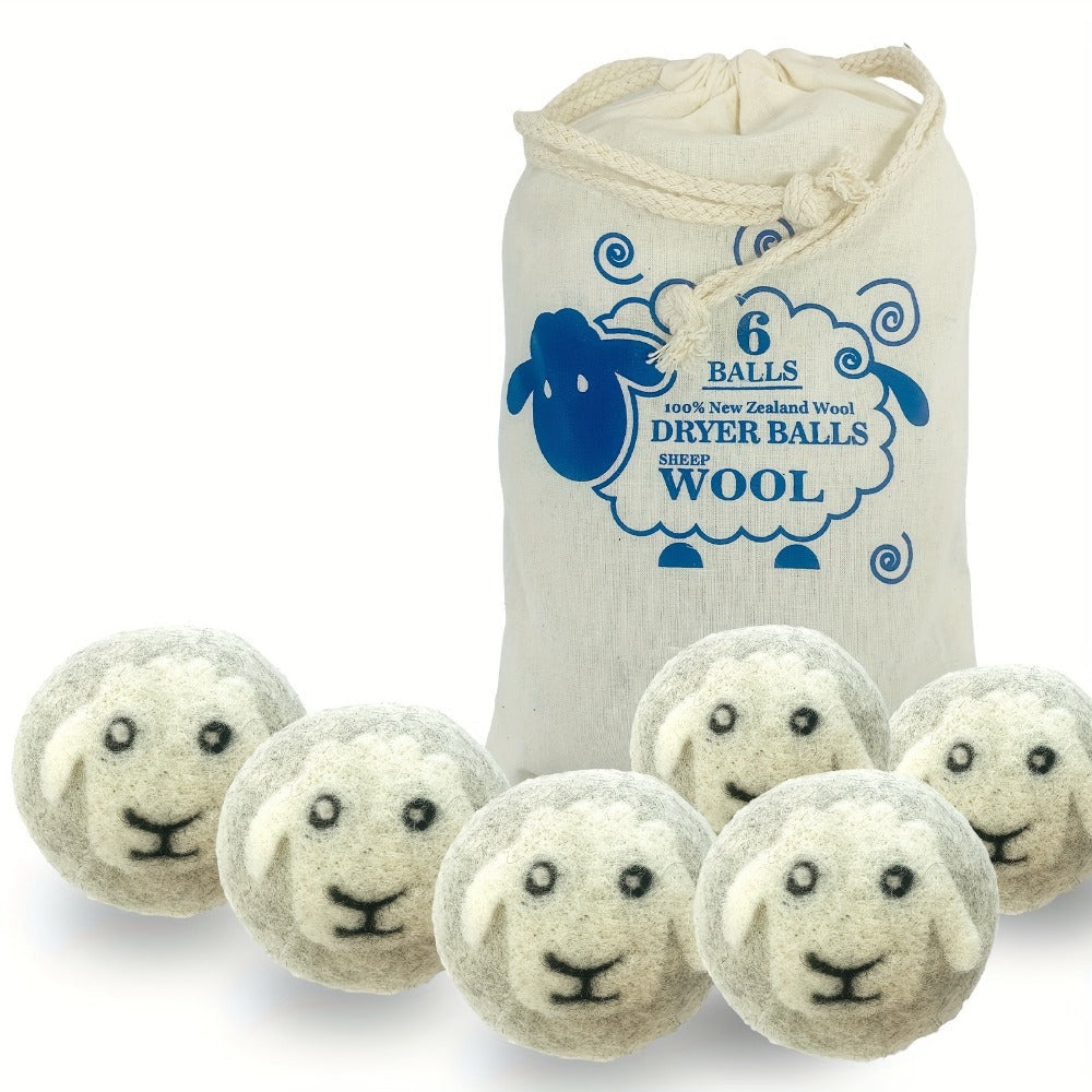 Wool Dryer Balls XL 6 Pack ¨C 100% Natural Wool Fabric Softener, Reusable Dryer Balls Reduce Drying Time & Wrinkles, Chemical-Free Laundry Balls Safe for Baby Clothes & Sensitive Skin