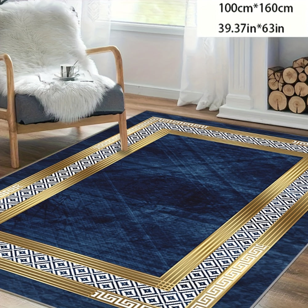 Area Rug Luxury Imitation Cashmere Machine Washable Non-Slip Plaid Checkered for Living Room Bedroom Dining Room Home Office Outdoor Camping