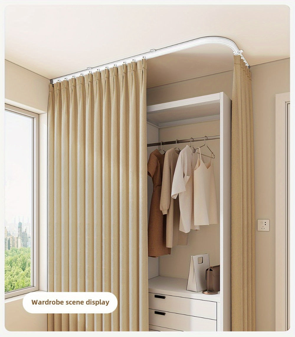 Flexible Curtain Rail Track ¨C Bendable PVC Ceiling Mount Curtain Rod for Bay Window, Bathroom & Home Decor, Trim-to-Fit Monorail Curtain Track System