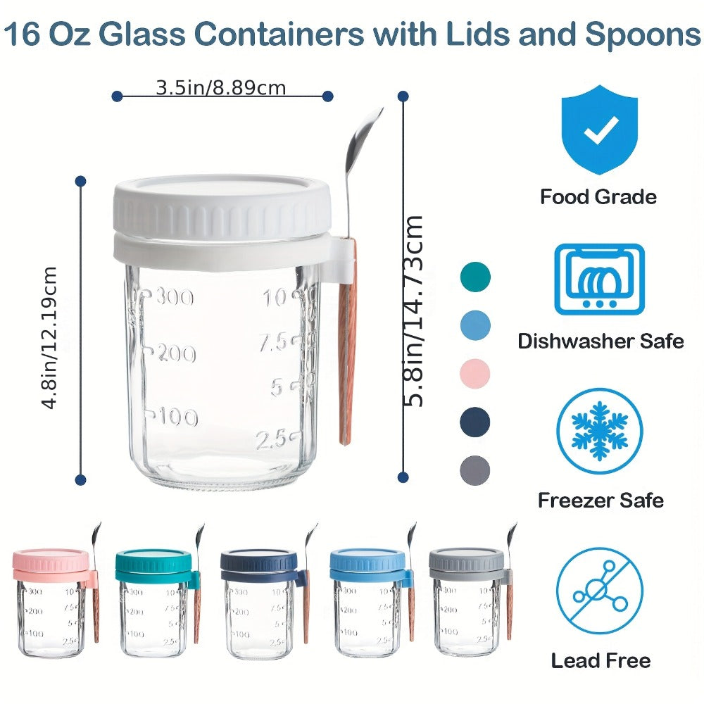 Overnight Oats Cups with Flip-Top Lids Meal Prep Jars Portable Containers for Cereal Yogurt Smoothies On-the-Go Meals Set of 4 or 6 Packs