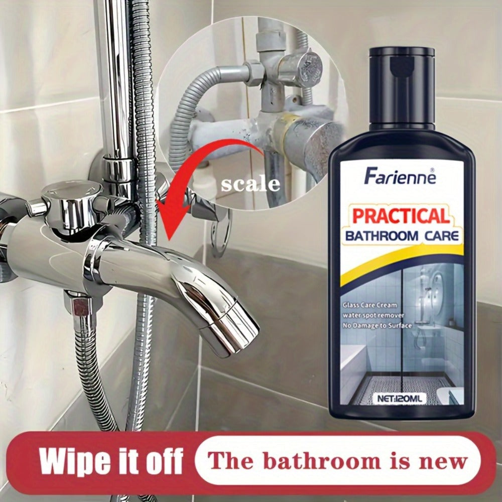 Bathroom Glass Restoration Paste 120g ¨C Removes Water Stains, Soap Scum & Hard Water Deposits from Shower Doors, Tiles & Metal Surfaces, Restores Clarity & Bright Finish, Includes Free Sponge
