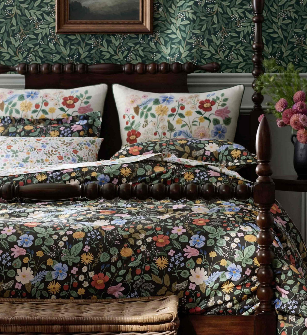 Percale Flat Sheet - Strawberry Fields White