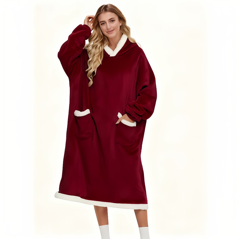 Hooded Wearable Blanket ¨C Double-Sided Flannel Suede Hoodie Blanket for Women & Men, 500gsm Oversized Warm Cozy Sweatshirt