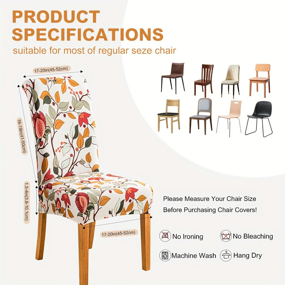 Dining Chair Covers Slipcovers Set of 4 or 6 - Spandex Stretch Milk Velvet Removable Washable Parsons Chair Protector | Anti-Slip Elastic Band | Multiple Prints | Kitchen Dining Room Hotel Ceremony