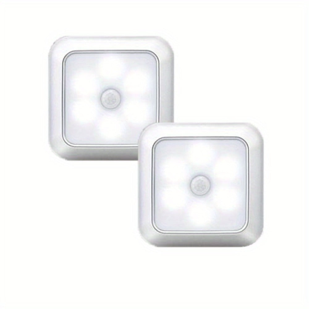 LED Night Light Motion Sensor Battery Powered Dusk to Dawn Smart Sensor Compact Nightlight for Bedroom Toilet Stairs Hallway Closet Warm White Cool White 2 Pack
