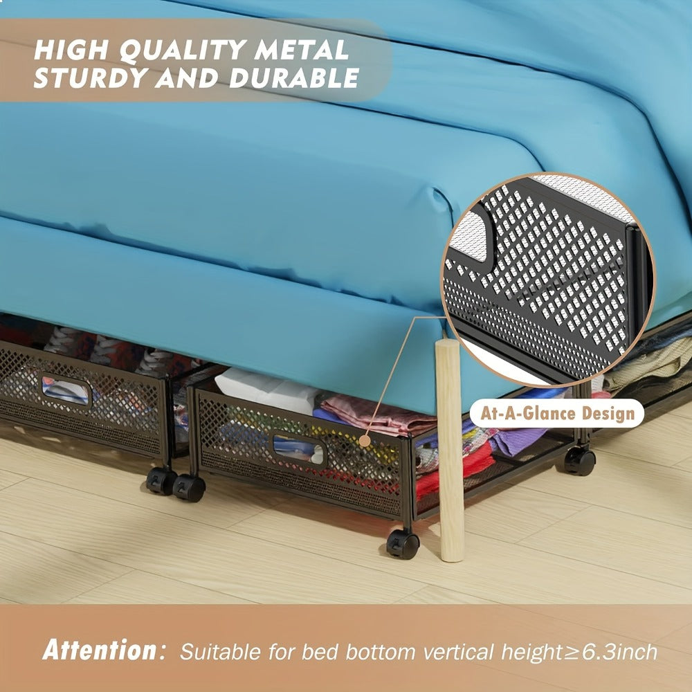 Under Bed Storage Containers with Wheels & Handles ¨C Shoes, Clothes, Blankets Organizer