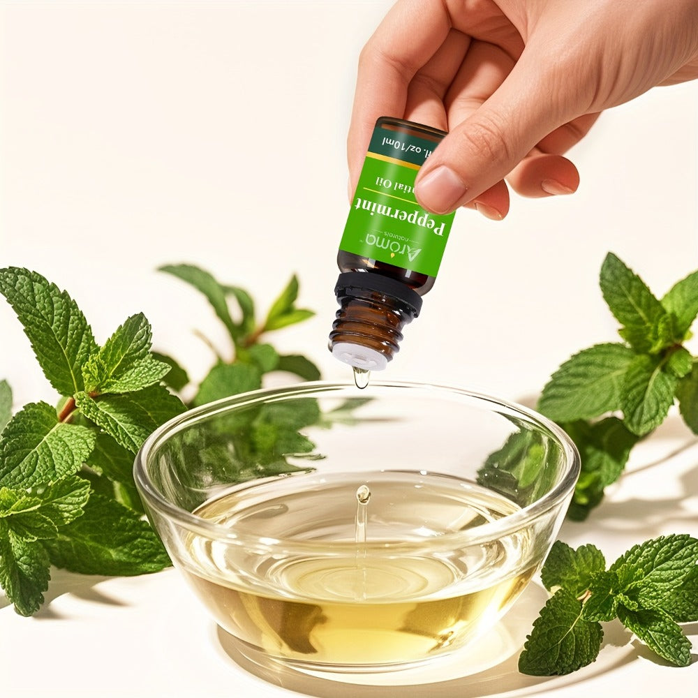 Peppermint Essential Oil 120ml 4oz Crisp Refreshing Mint Scent for Diffuser Candle Humidifier Car Air Freshener Home Decor Perfume Spray Aromatherapy with Ceramic Stone