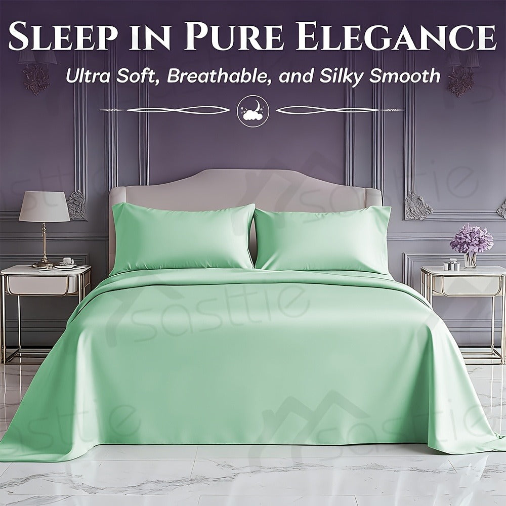 Fitted Sheet Bamboo Blend Deep Pocket Breathable Bed Sheet Set with Pillowcase