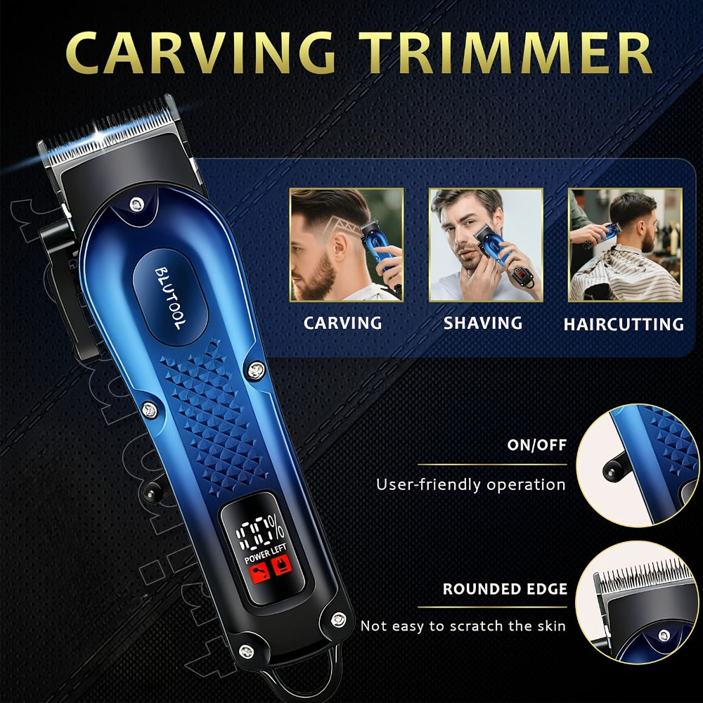 Electric Hair Trimmer & Beard Shaver Set for Men - Professional Rechargeable Hair Clipper with LED Display, All-in-One Grooming Kit for Daily Use, Home Barber & Gift for Men - Multiple Colors