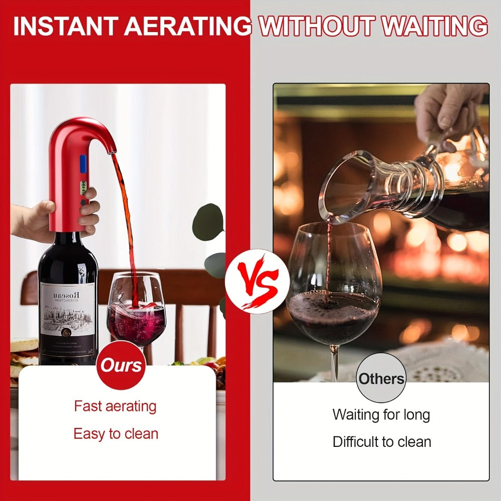 Electric Wine Aerator Decanter Dispenser Set 3-in-1, USB Rechargeable Automatic Wine Pourer with Wine Opener & Stopper, Gift for Wine Lovers
