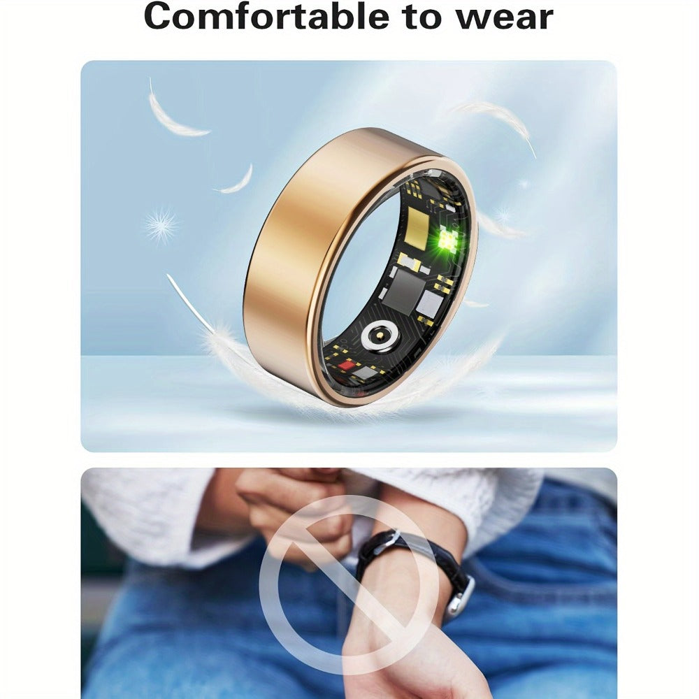 Smart Ring Fitness & Health Tracker for Men & Women ¨C Heart Rate, Sleep, Steps, Calories, Body Temp & HRV Monitoring, IP68 Waterproof, iOS & Android Compatible