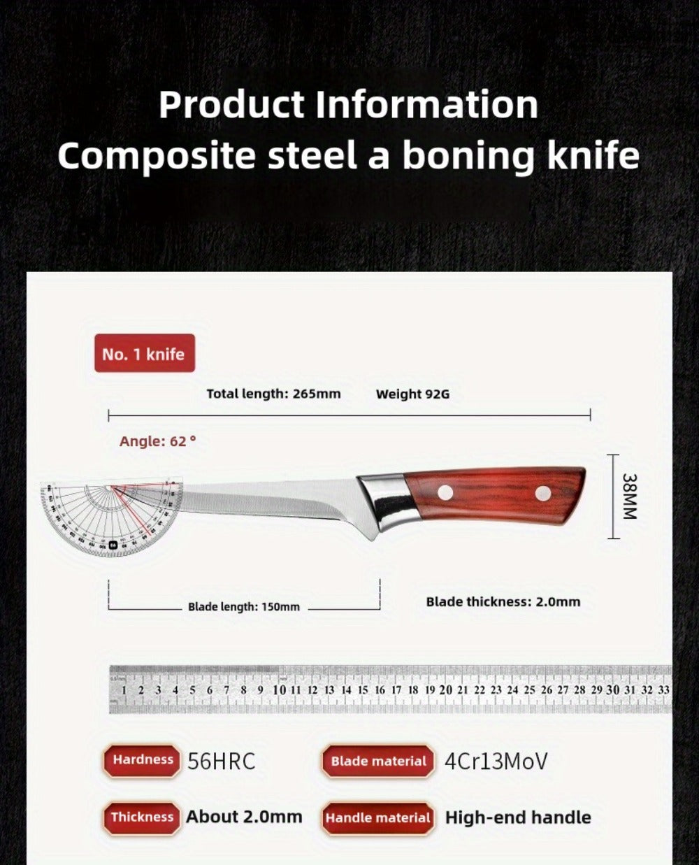 Kitchen Knife Set 3-Piece Hand Forged Stainless Steel Chef Knives with Boning Fillet & Carving Blades ¨C Professional Butcher Set for Meat Cutting BBQ Father's Day Gift