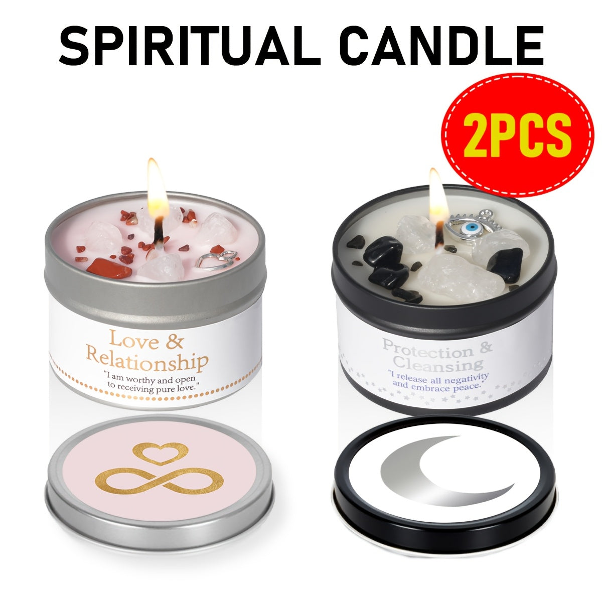 Manifestation Candles Scented Soy Wax with Crystal & Guidance Card for Meditation Yoga Focus | Law of Attraction Abundance Candle | Christmas Birthday Gift for Women