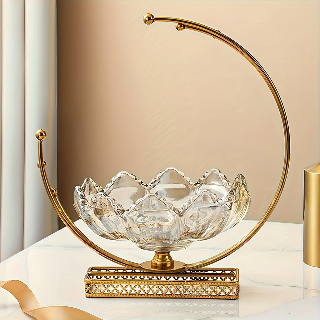 Glass Fruit Bowl Decorative Serving Tray - Modern Minimalist Centerpiece for Living Room, Dining & Kitchen | European Luxury Style Home Decor, Party Display for Thanksgiving, Christmas & New Year