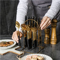 Marble Pattern Cutlery Set 24pcs - Dinner Forks Soup Spoons Teaspoons for Home Hotel Restaurant