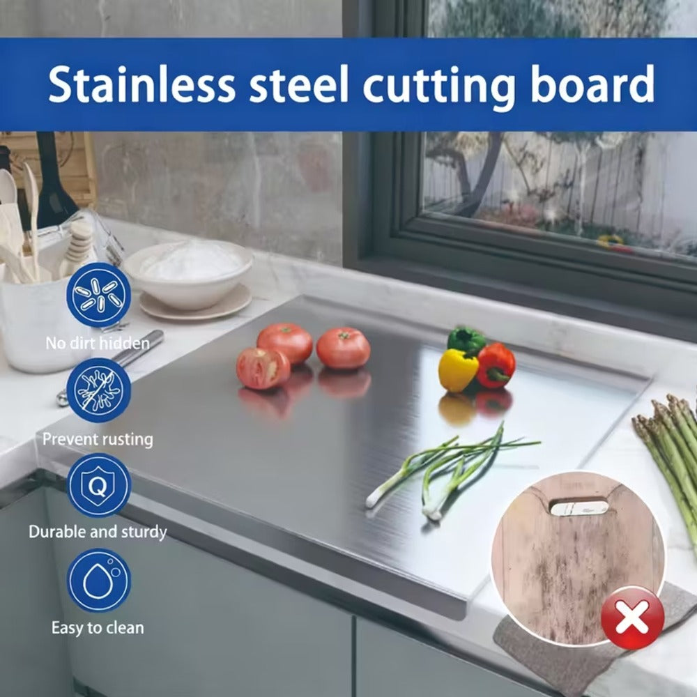 Stainless Steel Cutting Board Extra Large 27.5¡±¡Á19.7¡± Double-Sided 304 Steel Board for Home & Commercial Kitchen - Countertop Protector Breadboard Easy Clean Durable