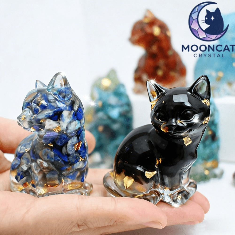 Crystal Resin Standing Cat Figurines Set of 8 ¨C Collectible Spiritual Cat Ornaments for Home Decor, DIY Jewelry, Garden Party & Holiday Gift Decoration