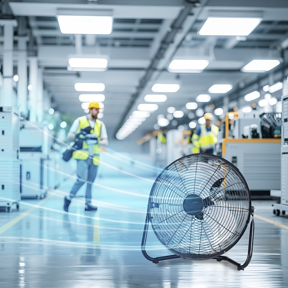 Industrial Floor Fan ¨C Heavy Duty Metal Stand Fan with 3 Speed Settings & 360¡ã Tilt, High Velocity Airflow for Warehouse, Workshop, Garage, Factory & Basement ¨C 4/9/14/20 Inch