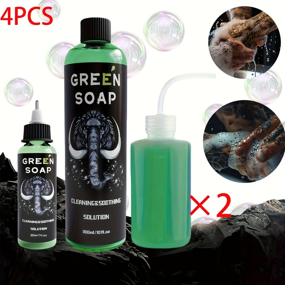 Tattoo Green Soap Kit Cleansing Solution with Squeeze Bottle ¨C Green and Blue Tattoo Soap for Artists, Safe Color Foam Moisturizing Formula, Tattoo Supplies and Accessories Multiple Sizes