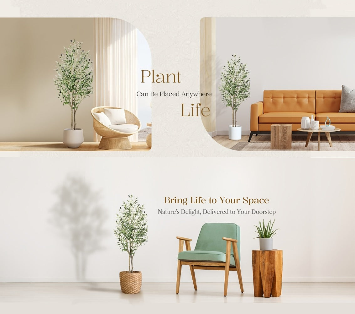Artificial Olive Tree 4/5/6/7 Ft Tall Faux Potted Plant with Realistic Silk Leaves & Fruits for Living Room Home Decor Indoor Outdoor - Maintenance Free Decorative Tree Housewarming Gift