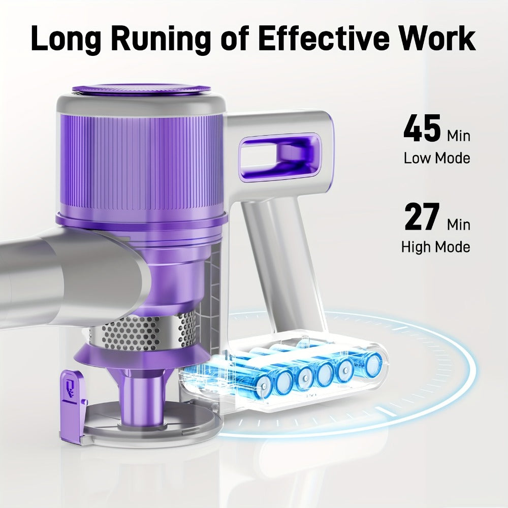 45KPA Cordless Stick Vacuum Cleaner 8-in-1 Rechargeable, Up to 45 Min Runtime Lightweight Handheld Vacuum for Carpet Pet Hair Hardwood Floor Home, Powerful Suction Multi-Attachment Floor Vacuum Cleaner
