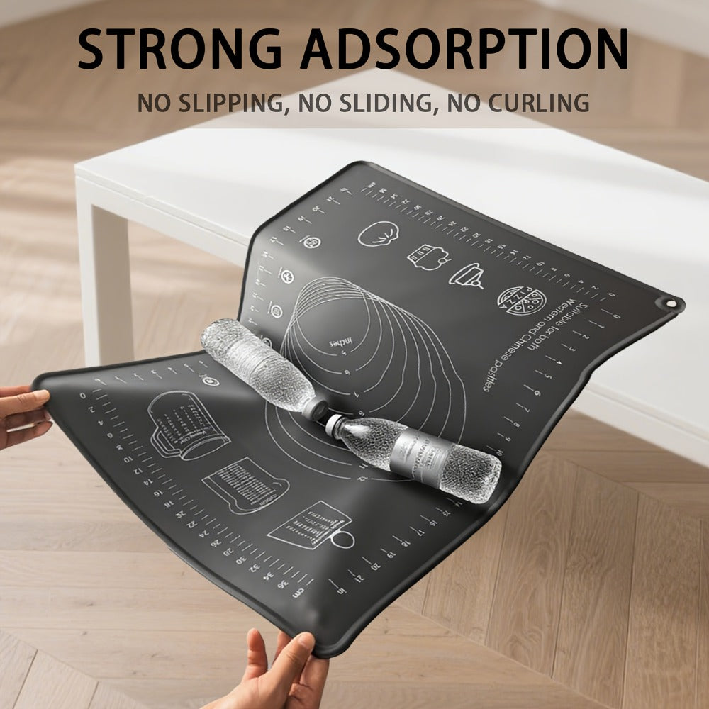 Silicone Pastry Mat Extra Thick Non-Slip Baking Mat with Measurements for Dough Rolling Pizza Cake