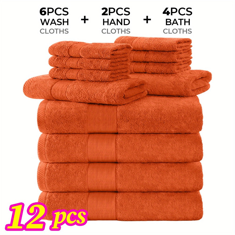 Luxury Towel Set 12 or 24 Piece Hotel Quality Cotton - Highly Absorbent Quick Dry Thick Bath Towels Hand Towels Washcloths | 7 Colors | Hotel Spa Gym Home Bathroom Essentials Gift Set