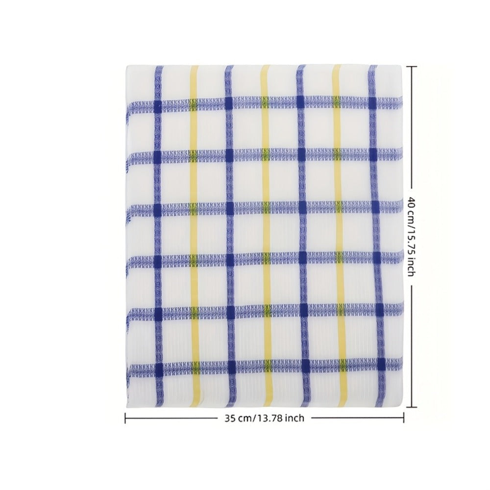 Kitchen Dish Cloths Set 12 Pcs ¨C Super Absorbent Waffle Weave Dishwashing & Scrubbing Towels, Christmas Holiday Plaid Pattern, Assorted Colors, 12x12 Inch Reusable Cleaning Cloths