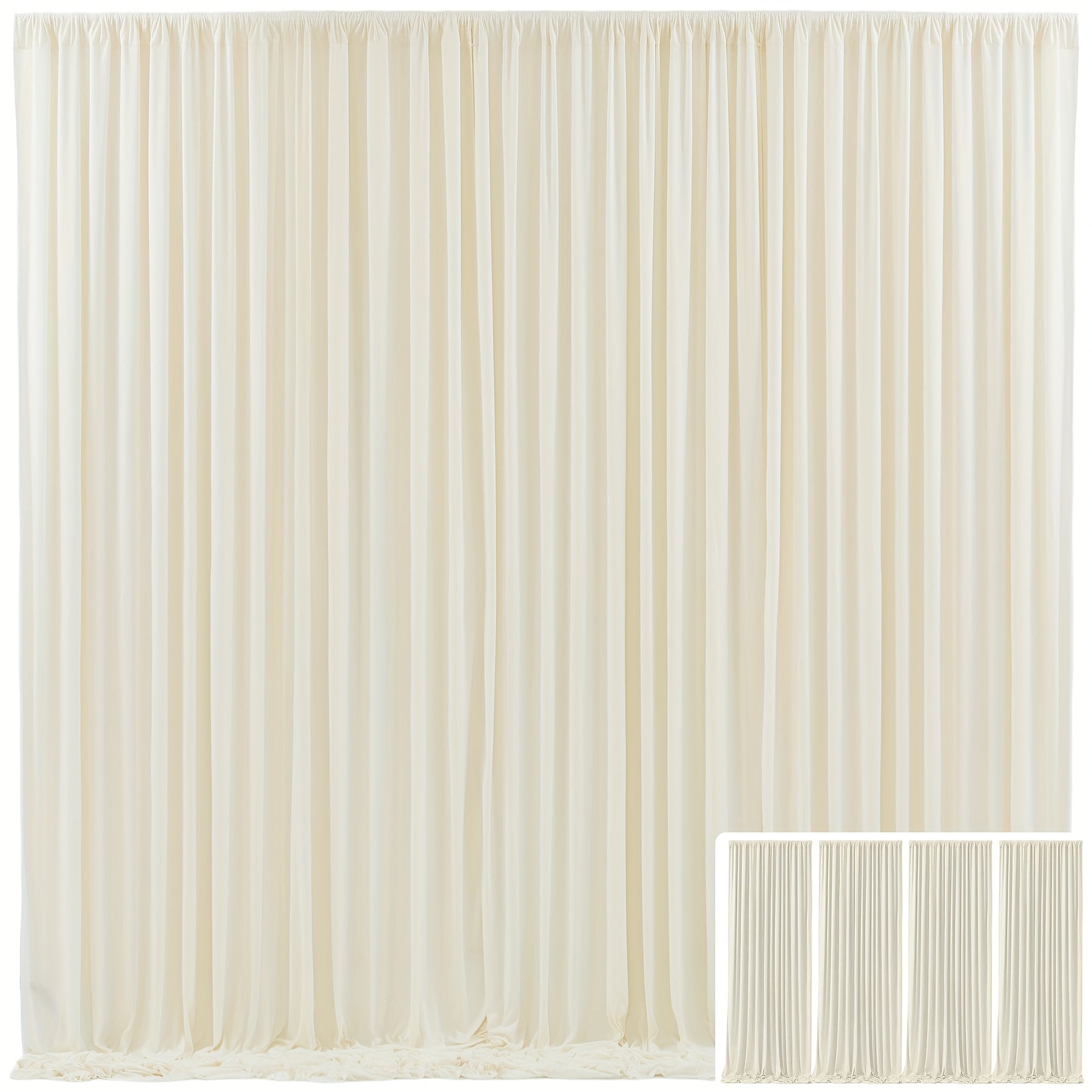 Blackout Backdrop Curtain 4 Pack 5x10 Ft - Heavyweight Nonwoven, Wrinkle-Resistant, Smooth Hanging for Wedding Birthday Baby Shower Party Photography Background Decoration