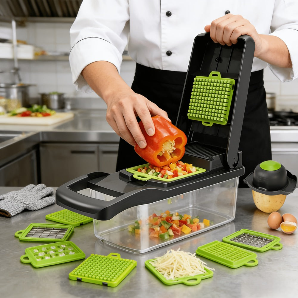 Vegetable Chopper 18-in-1 Food Chopper Slicer with 8 Stainless Steel Blades Food-Grade Mandoline Slicer for Onions Carrots Potatoes Salad Kitchen Meal Prep Tool
