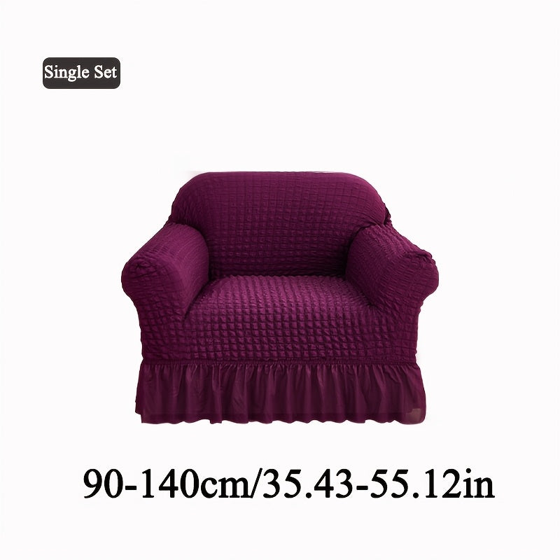 Seersucker Sofa Slipcover Elastic Band Closure Pet-Friendly All-Purpose Sofa Cover for Living Room Home Decor Protection ¡ª Single 2 4 Seater Multiple Colors