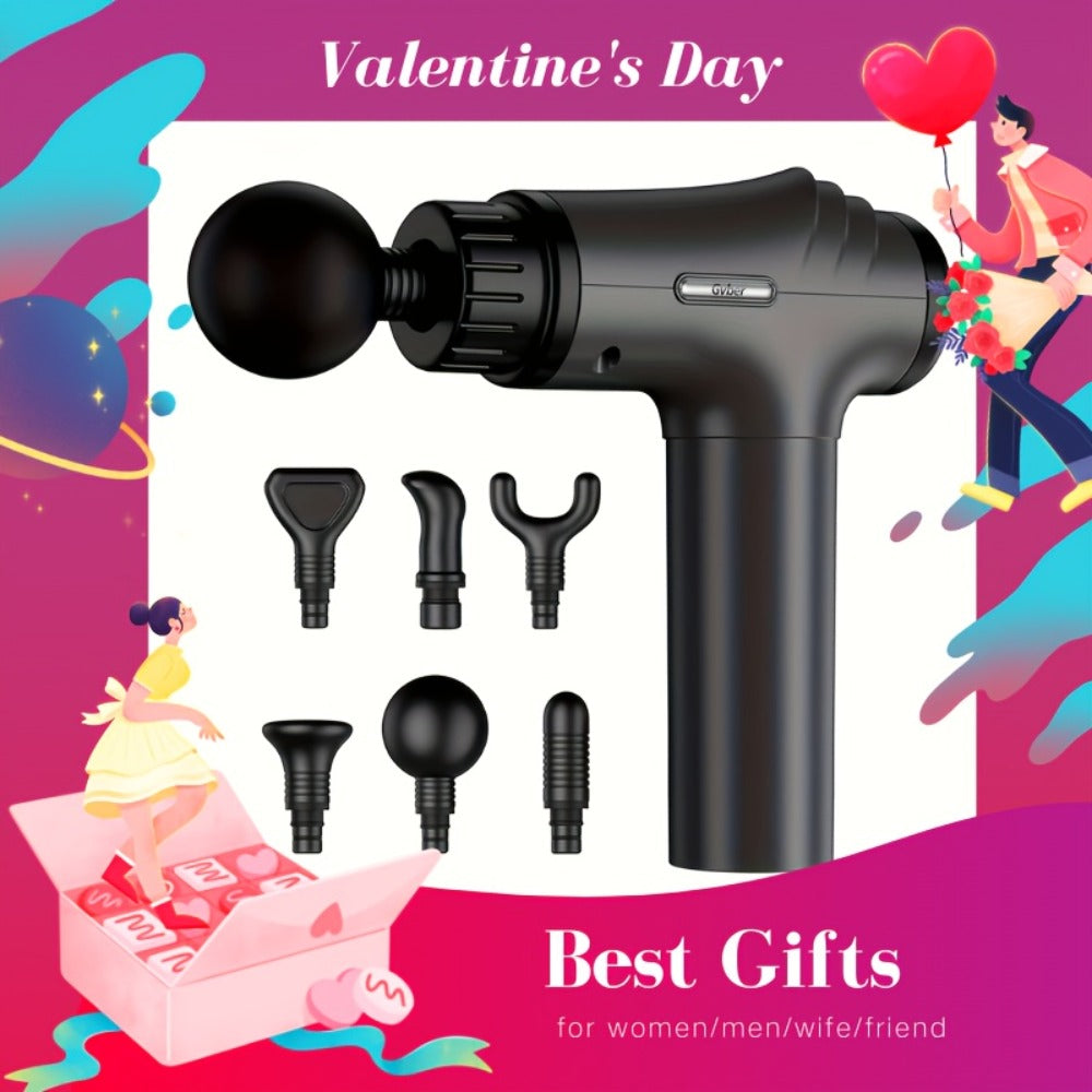 Massage Gun Deep Tissue - GVBER 6-Head Handheld Muscle Massager for Body Pain Relief, Relaxation & Recovery - Gift for Women Men