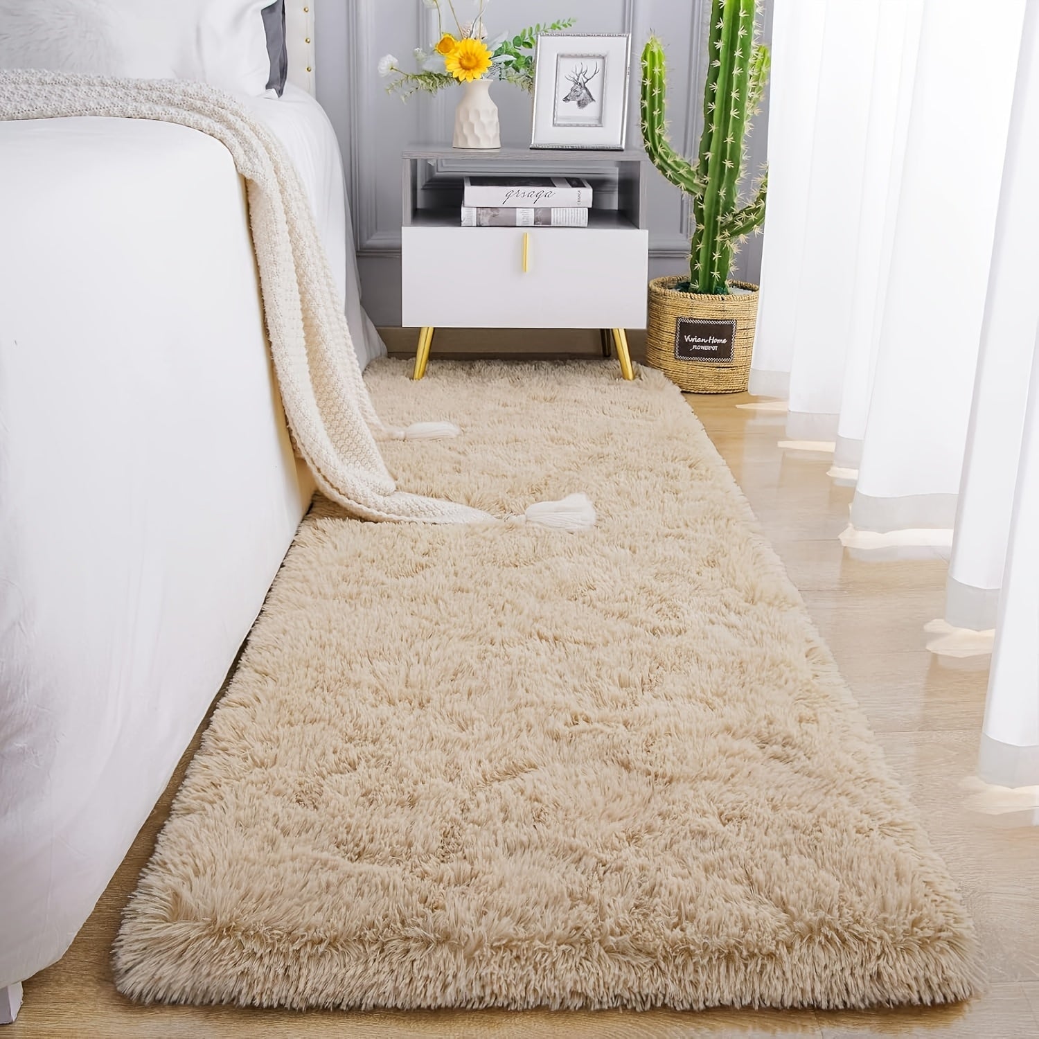 Fluffy Area Rug Tie-Dye Soft Carpet for Living Room Bedroom Office Thickened 1000g/©O Machine-Woven Indoor Mat Multi-Color Multi-Size Dark Gray Light Grey Khaki Pink Black White Purple