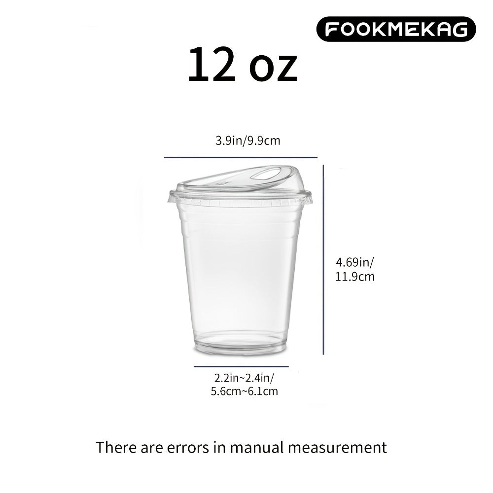 Disposable Clear PET Cups with Lids 50 Sets ¨C Transparent Plastic Cups for Coffee Smoothies Cold Drinks Parties Picnics Travel, 16oz & 20oz