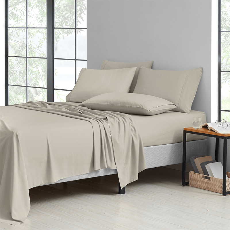 Bamboo Sheet Set 6 Piece Cooling Bed Sheets with Deep 16 Inch Pockets - 2000 Thread Count Microfiber Bamboo Blend Fitted Flat Sheets Pillowcases Twin Full Queen King Cal King