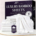 Fitted Sheet Bamboo Blend Deep Pocket Breathable Bed Sheet Set with Pillowcase