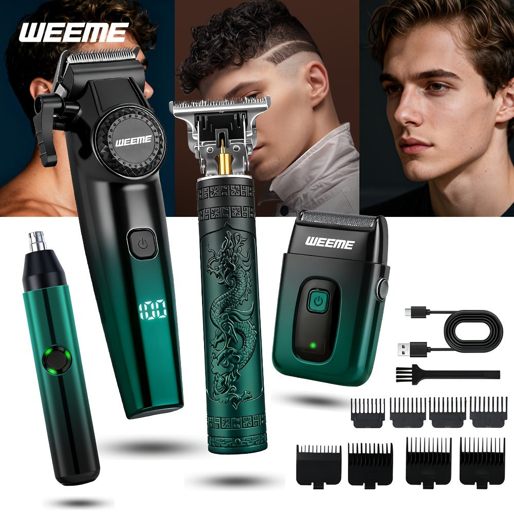 Men's Grooming Gift Box Set ¨C Dragon & Phoenix Design, 2/4pcs Kit with Shaver, Hair Clipper, Nose Hair Remover & T9 Detail Trimmer for Shaving, Hair Cutting & Nose Hair Removal
