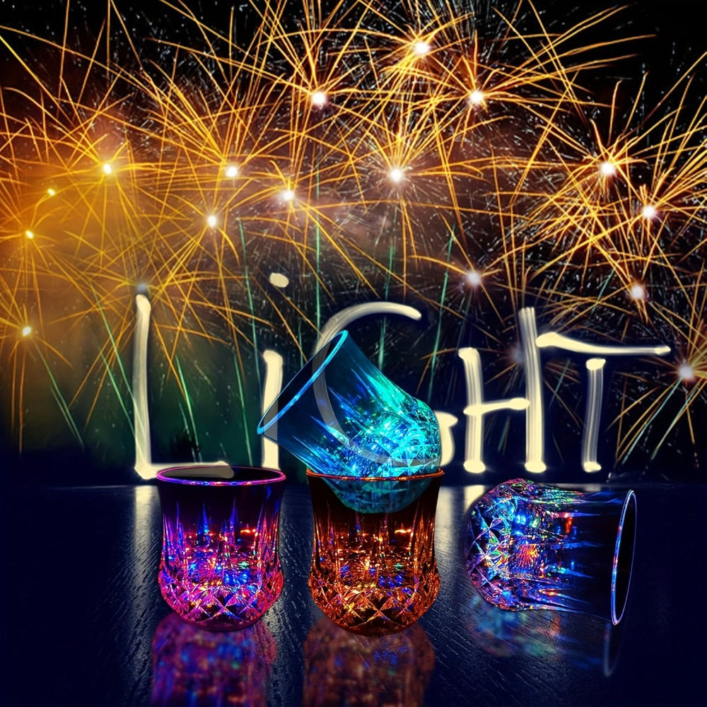 LED Glowing Cups Liquid Activated Light Up Tumblers Multicolor Flash Crystal Wine Glasses for Bar Party Decor 4 Pack 6 Pack