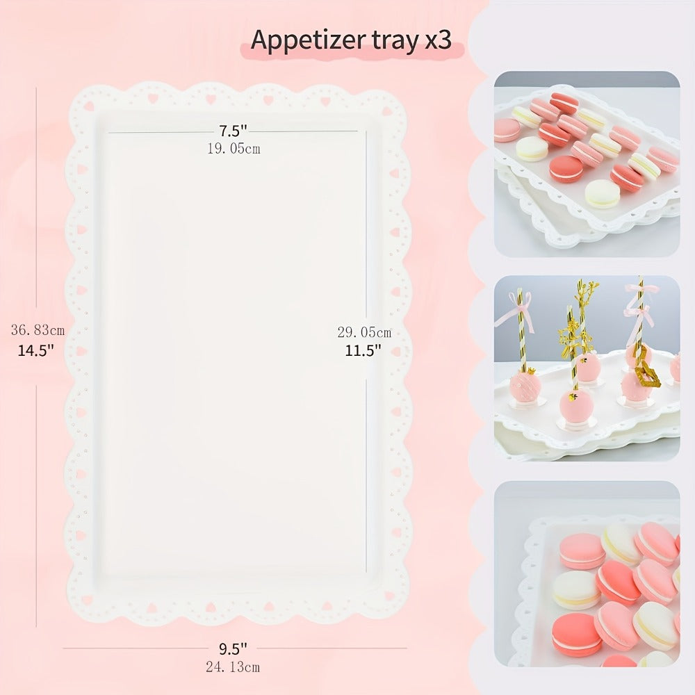 Tiered Cupcake Stand Set 10pcs - 3 Double Layer & 3 Triple Layer Dessert Stands + 4 Appetizer Trays for Birthday Wedding Party