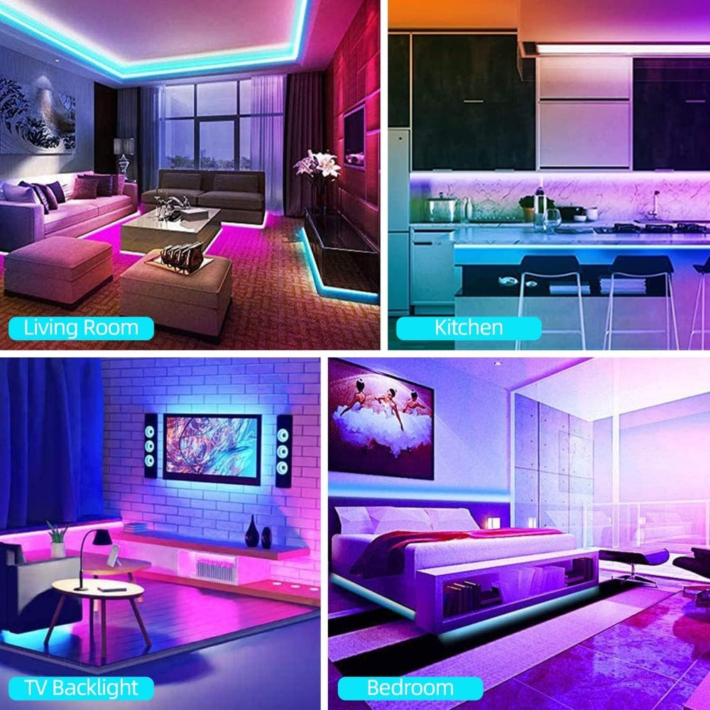Smart LED Strip Lights 5050 RGB IC App & Remote Control, Music Sync Color Changing, for Bedroom Living Room Kitchen TV Home Decoration, Party Holiday Lighting ¨C 25ft 50ft 100ft 130ft 200ft Available
