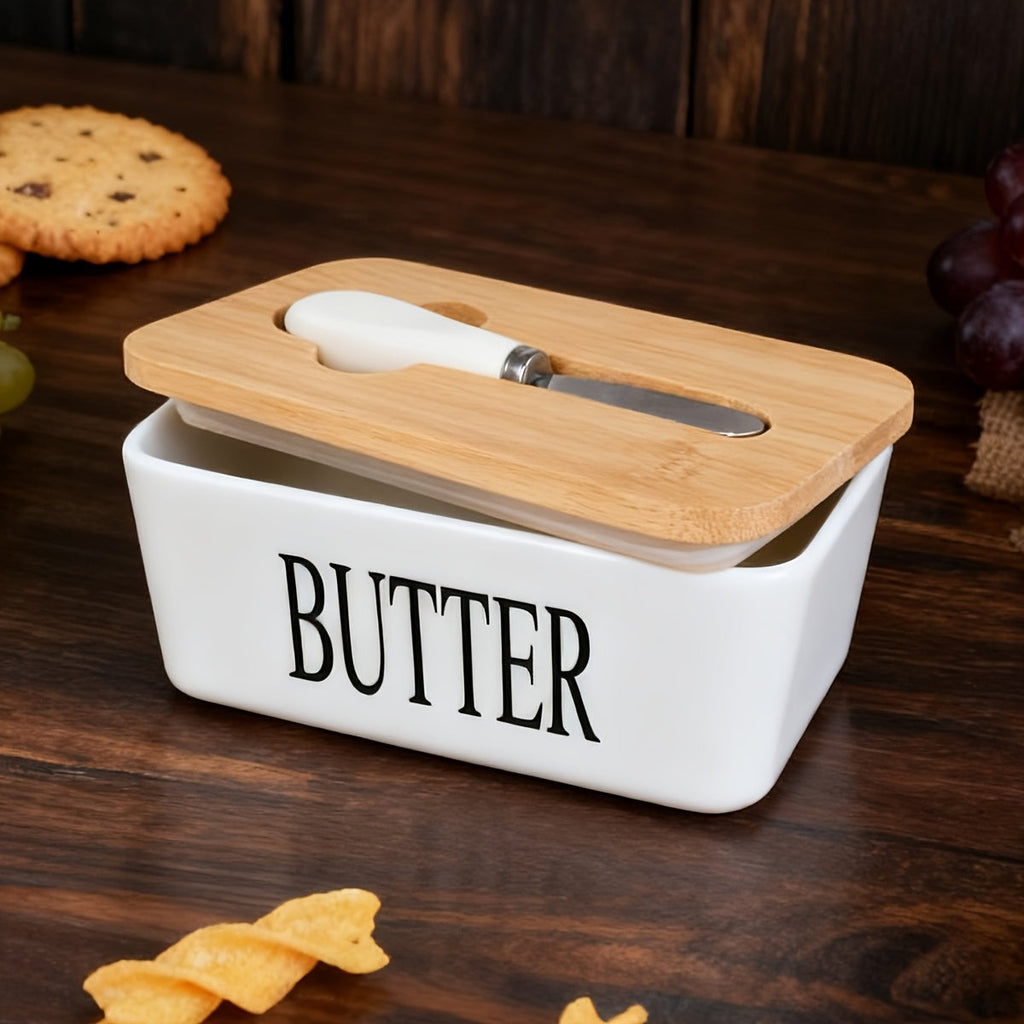 Ceramic Butter Dish with Lid and Knife ¨C Large Countertop Butter Keeper, Airtight Seal, Easy-Clean Design, Multiple Colors ¨C Kitchen Gift for Butter Lovers