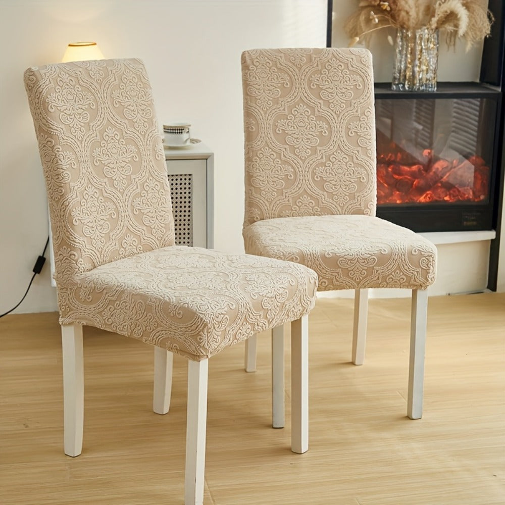 Dining Chair Covers Stretch Velvet Washable Removable Slipcovers Set of 4 or 6 for Kitchen Home Hotel Banquet ¡ª Elastic Band Silver Fox Velvet 200GSM