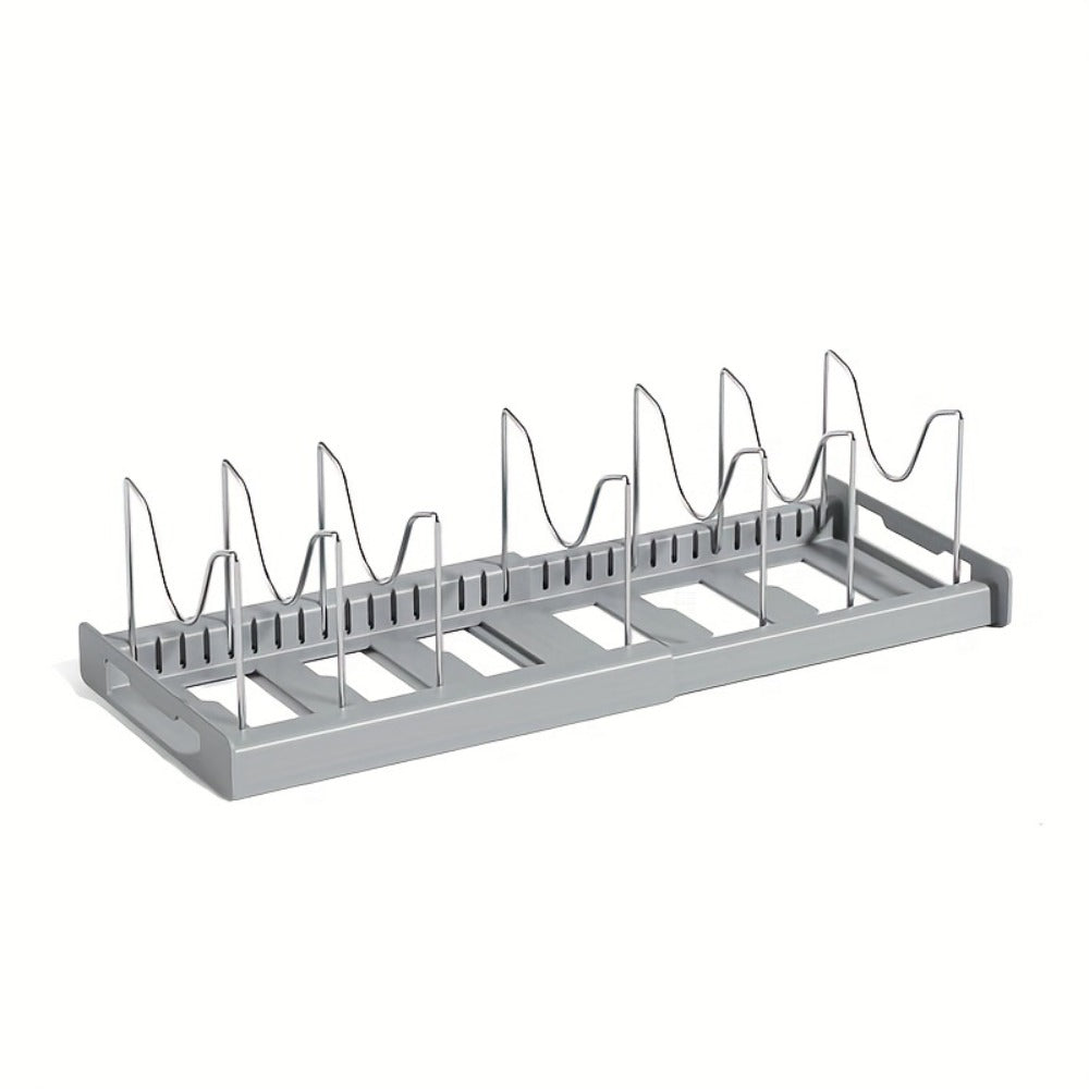 Pot Organizer Rack Adjustable Expandable Kitchen Cabinet Pots and Pans Organizer with Adjustable Dividers Easy Storage Organization for Kitchen Home White Gray
