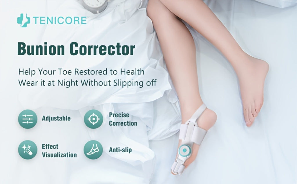Bunion Corrector Big Toe Night Splint, Adjustable Hallux Valgus Brace with Knob & Heel Strap for Left & Right Foot, Toe Straightener for Men & Women ¨C Relieves Bunion Pain & Corrects Toe Alignment (1pc)